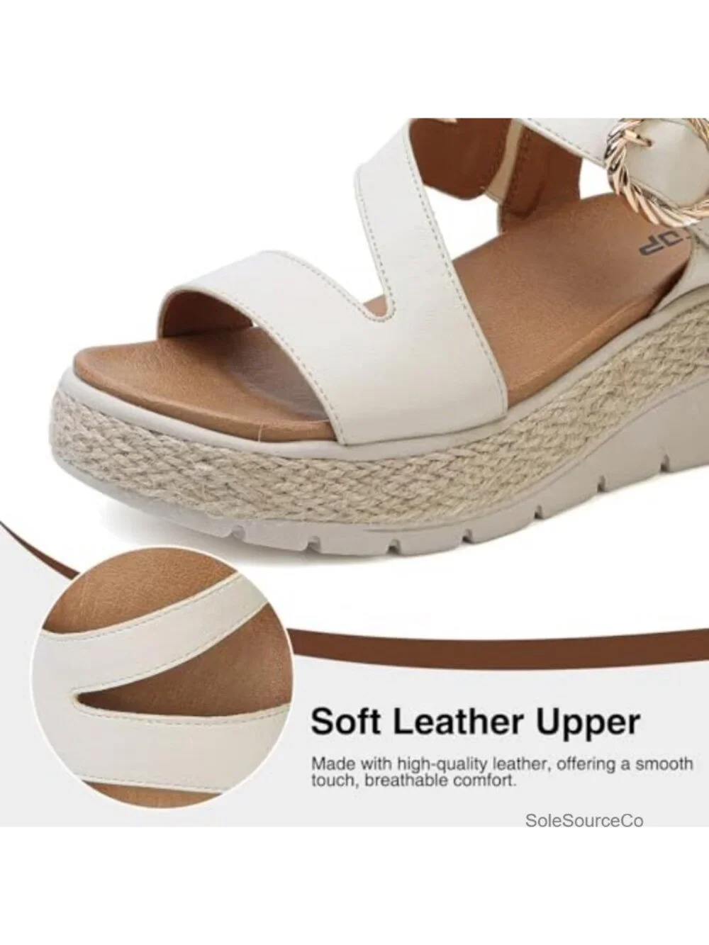 Wedge Platform Espadrille Sandals with Orthopedic Arch Support Hook and Loop